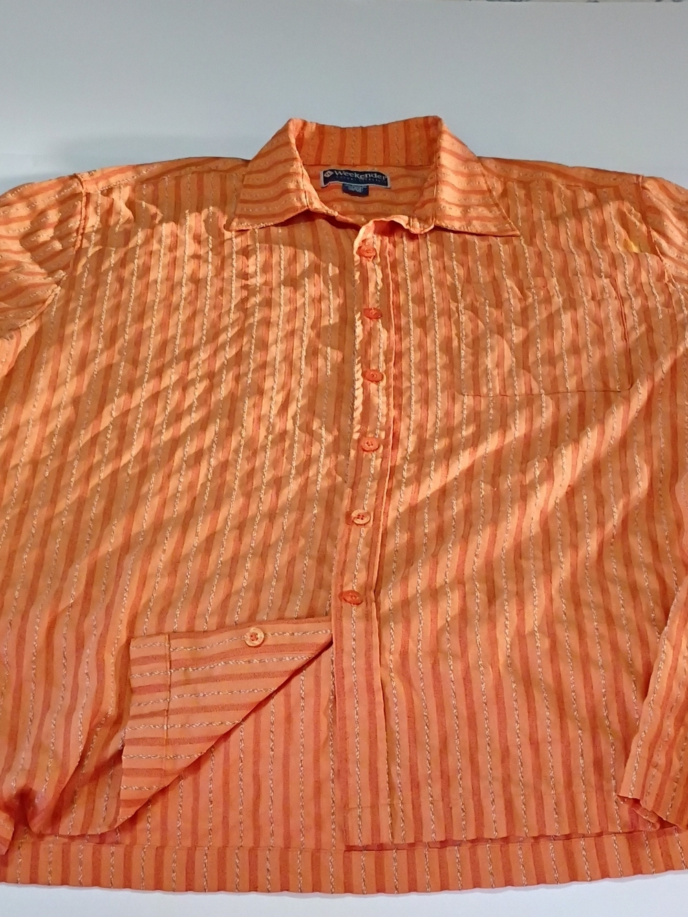 Weekenders Orange Striped Men's Button-Down Shirt